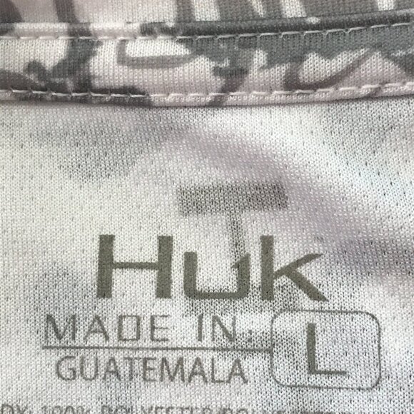 Huk Icon x Tide Change Fishing Shirt Men L Gray Camouflage Long Sleeve Outdoor - Picture 3 of 10